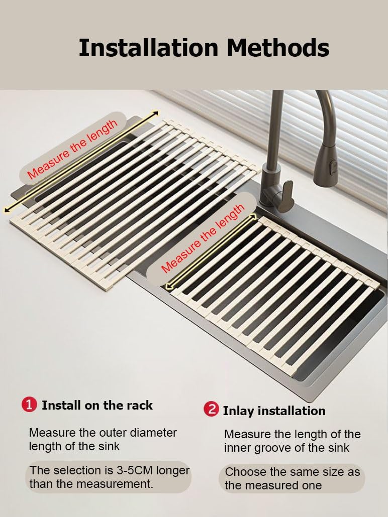 Escurridor de Platos sobre el Fregadero de 12,6 a 23,6 Pulgadas, de Acero Inoxidable 304, expandible, Antideslizante y Resistente al Calor.