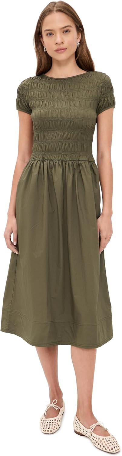 Madewell Women's Smocked Boatneck Midi Dress