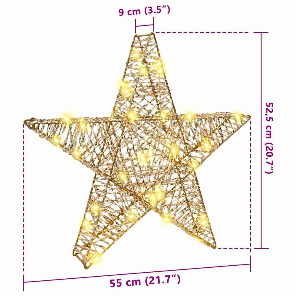 Stella decorativa natalizia 3D con 50 strisce LED a luce bianca calda, PET, 55 x 52,5 x 9 cm, funzionamento USB, per finestre, decorazione dell'Avvento con telecomando