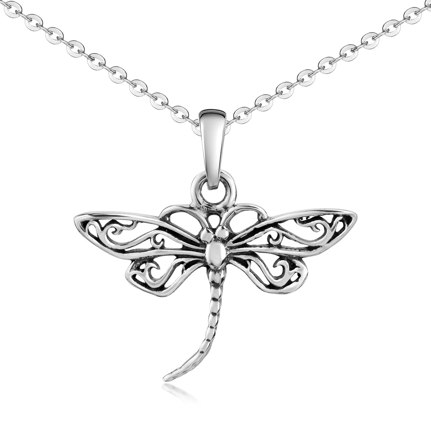 MATERIA by Matthias Wagner Libelle Kettenanhänger Sterlingsilber 925 oxidiert Anhänger für Damen Halskette KA-17