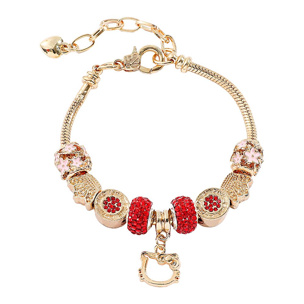 rongji jewelry Cartoon Anime Kitty Cat Bracelet, Cute Kawaii Metal Bracelet, Birthday Christmas Accessory Gift for Lady, Daughter, Granddaughter