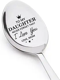 Colher de presente de aniversário de Natal para filha de mãe para minha filha, Never Forget that I Love You, colheres de chá e café