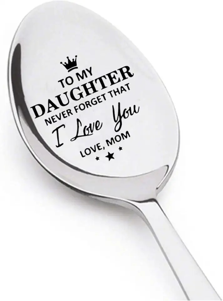 Colher de presente de aniversário de Natal para filha de mãe para minha filha, Never Forget that I Love You, colheres de chá e café