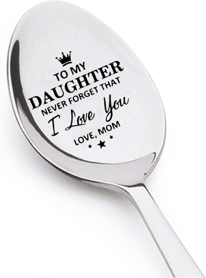 Colher de presente de aniversário de Natal para filha de mãe para minha filha, Never Forget that I Love You, colheres de chá e café
