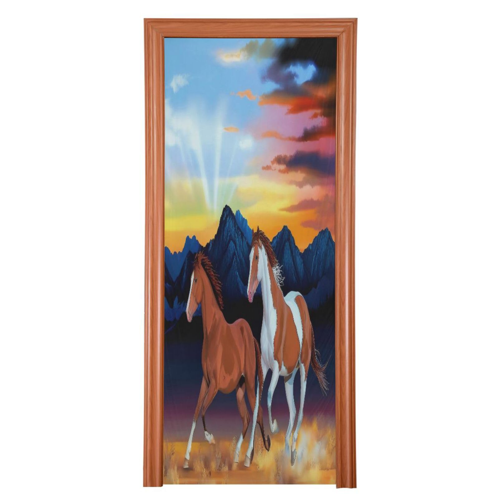 FLildon Horses Running in Sunset Door Cover Decoration, Party Accessory Porch Decor for Festive Ornament Room Door Covers 36 x 98 Inch