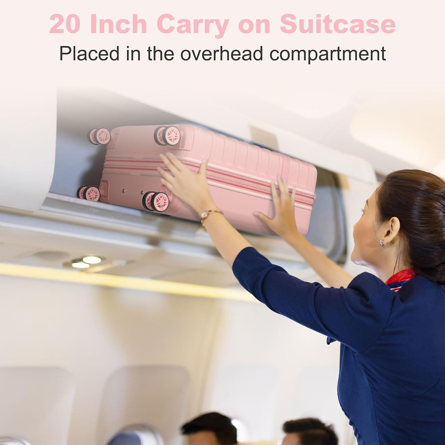 Kono Airline Approved Carry On Luggage, 22x14x9 inches, with TSA Lock, 20 Inch Expandable Lightweight Hardshell Suitcase (Pink, Suitable for 1-3 Days of Travel) - Image 3