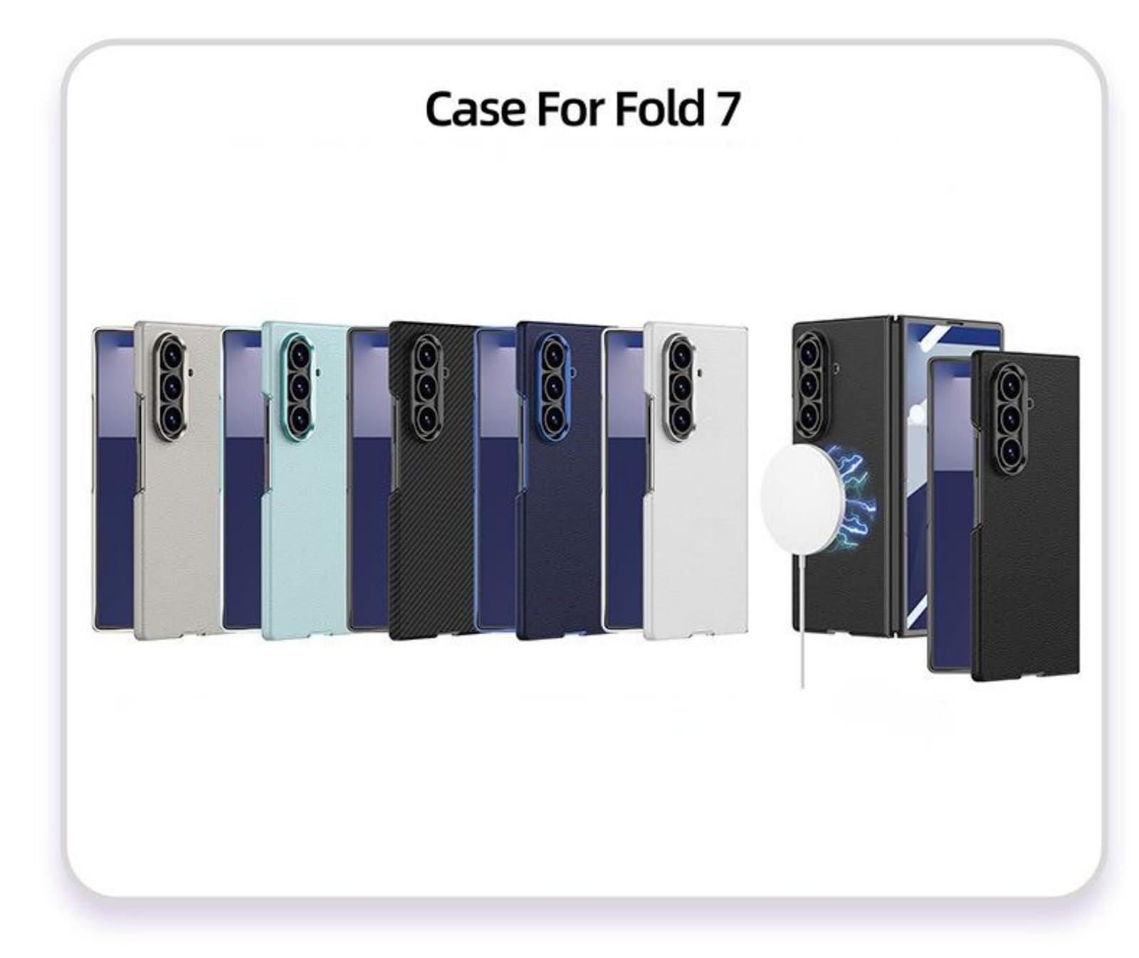 Coque pour Fold7 étui Glass Film + Built in Wireless Charging + Metal Lens Ring,Curved Surface Cuir Case Slim Cover pour Samsung Galaxy Z Fold7(7)