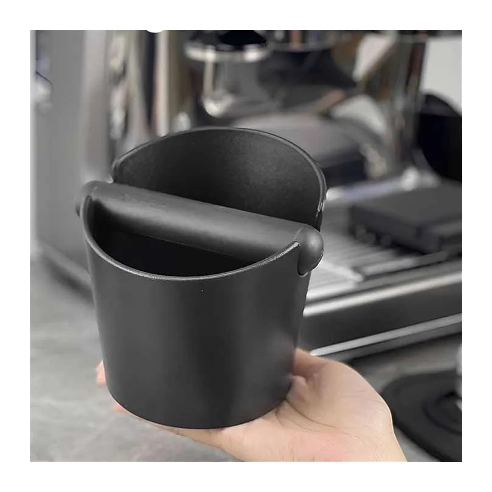 Genérico Knock Box Contenedor de posos café, contenedor basura antideslizante, Compatible con accesorios Bar y cafetería, herramientas Barista(A Black 450ml)