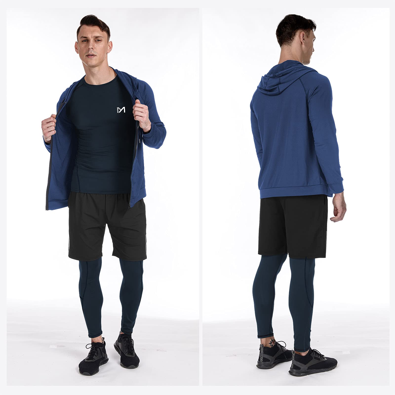 MEETYOO Maglietta a Compressione da Uomo,Leggings Sportivi,Pantaloni da Corsa,Maglietta Funzionale da Uomo,Pantaloni a Compressione,Abbigliamento Funzionale per Corsa,Palestra,Fitness