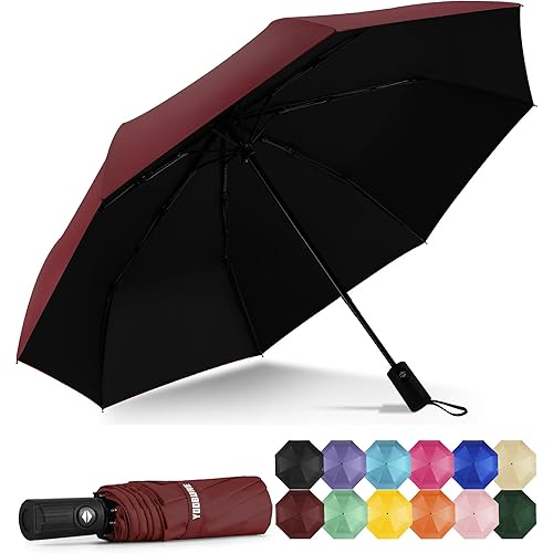 Yoobure Windproof Travel Umbrella - Automatic Umbrellas for Rain, Compact Folding Umbrella with UV Protection, Lightweight Portable Design for Backpack/Walking/Car, Sun & Storm Ready