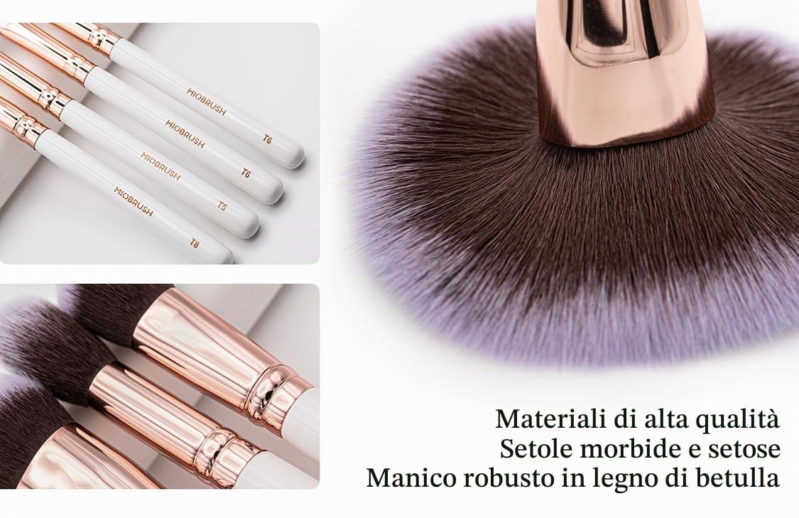 Set 9 Pennelli Make Up con Custodia Portatile e Pulitore Pennelli Solido 50 g con Olio di Cocco