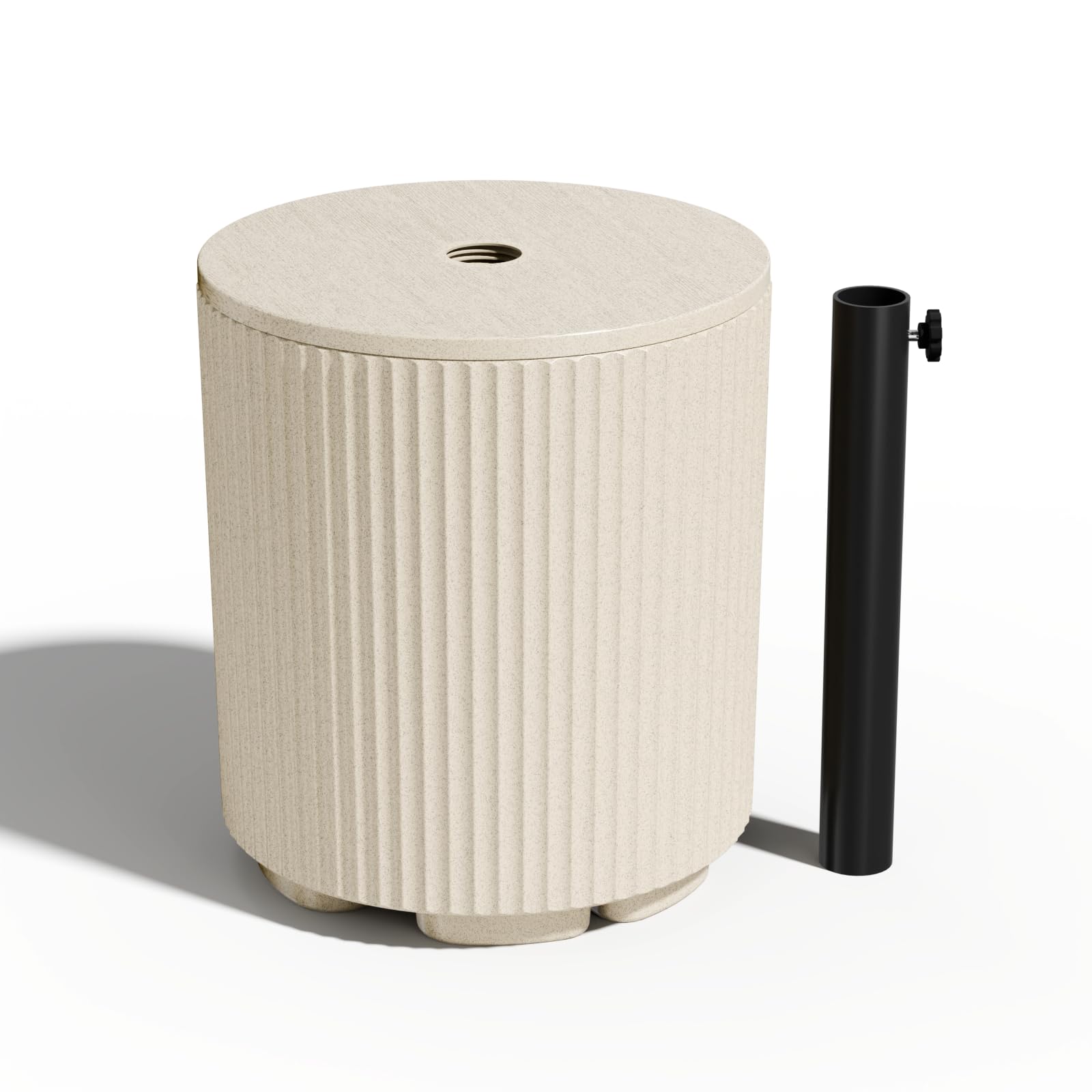 Photo 1 of Diyfire Outdoor Umbrella Stand, Free-Standing Umbrella Side Table with Hole, Patio Umbrella Water Fill Base, Fluted Outdoor Side Table Umbrella Stand, Beige
