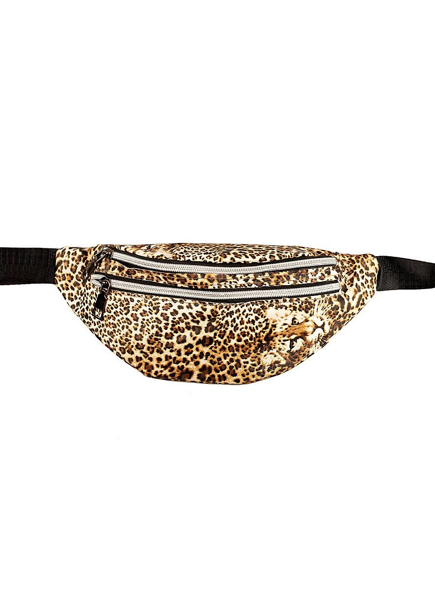 WILBERS & WILBERS 48970 - Bum Bag with Leopard Motif, Waist Bag, Animal Print, Accessory for Festival, Carnival, 80s Outfit