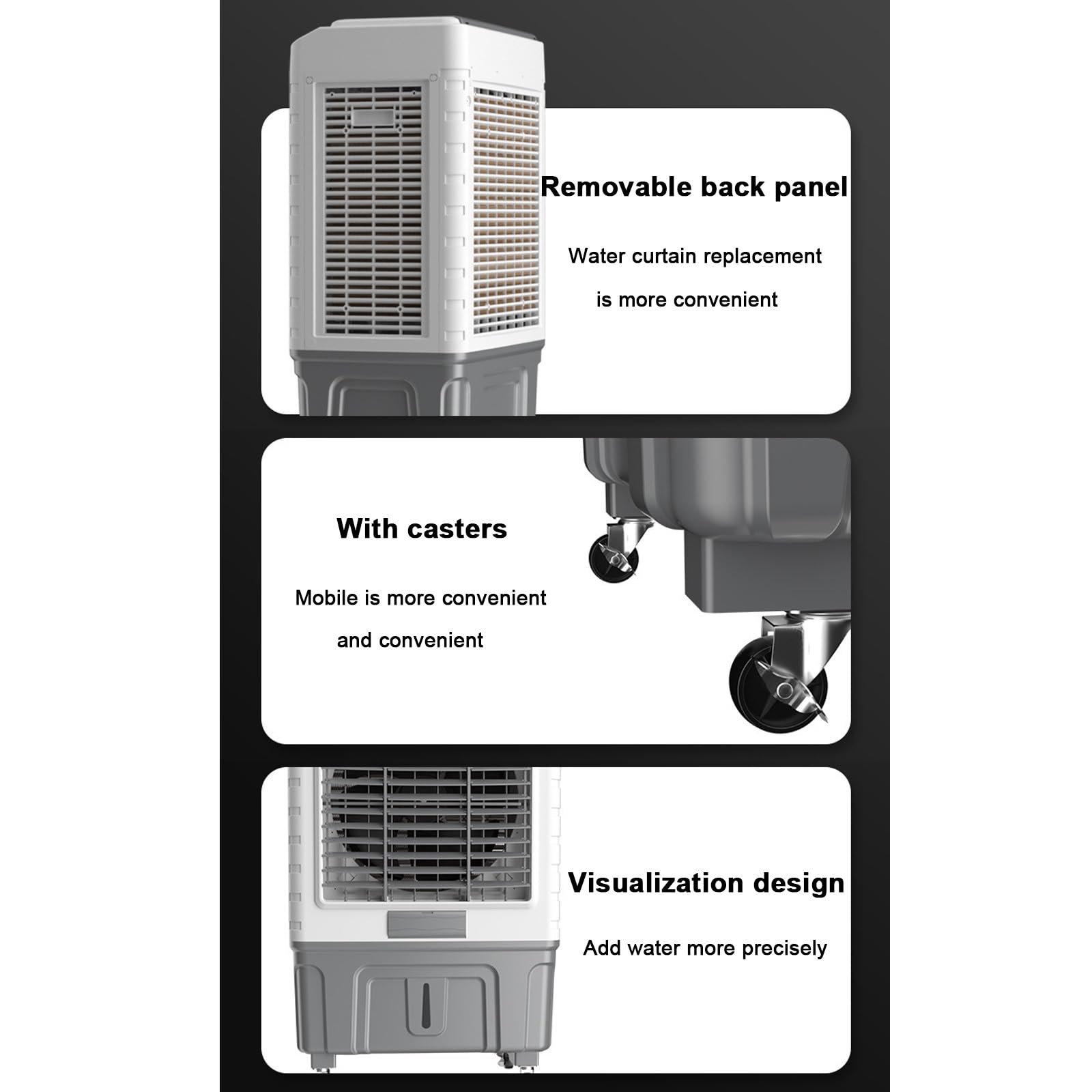 Enfriador Evaporativo, Depósito De Agua De 50 litros, 3 Velocidades, Ventilador con Control Remoto. 55L
