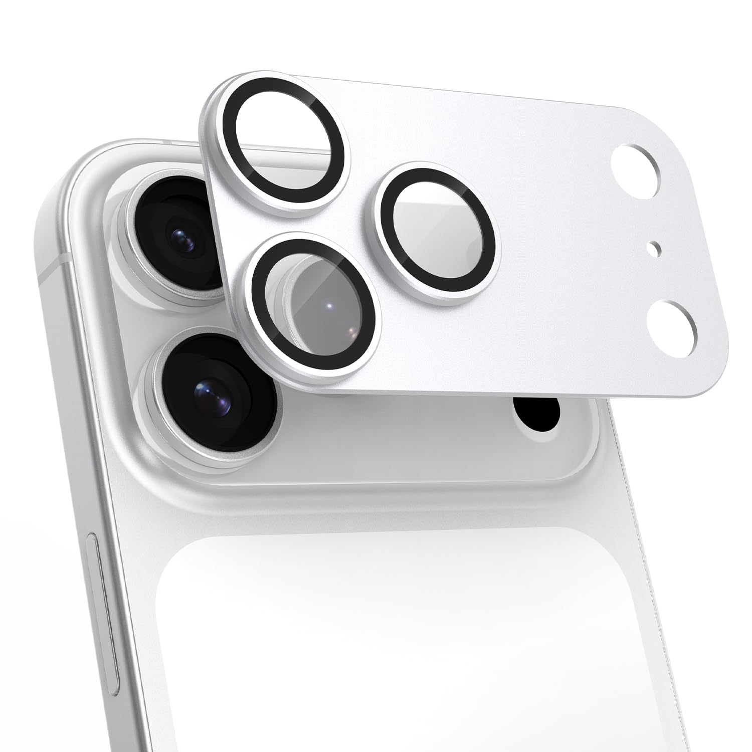Hohotoon iPhone17 Pro用 カメラ保護フィルム アイフォン17 Pro カメラフィルム & いPhone17Pro レンズカバー、宇宙航空材料 アルミ合金+9H強化ガラス、 耐衝撃、 AR高透過率 、極薄 一体型、 露出オーバー防止、粘着性強い、簡単貼り付け 、スマートフォンカメラガード（シルバー）