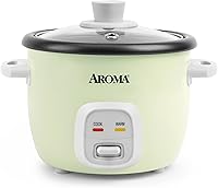 AROMA Mini Rice Cooker 2-Cup Uncooked (4-Cup Cooked) Grain Soup Oatmeal Maker Auto Keep Warm Light Green