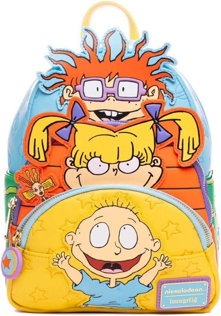 Loungefly Nickelodeon Rugrats Glow In The Dark Tommy, Chuckie, and Angelica Triple Pocket Womens Backpack