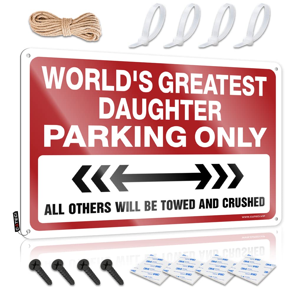 Krazmurongd One Color Vintage Metal Tin Sign Bbq Signs Outdoor World's Greatest Daughter Parking Only Tin Sign(30X40cm)