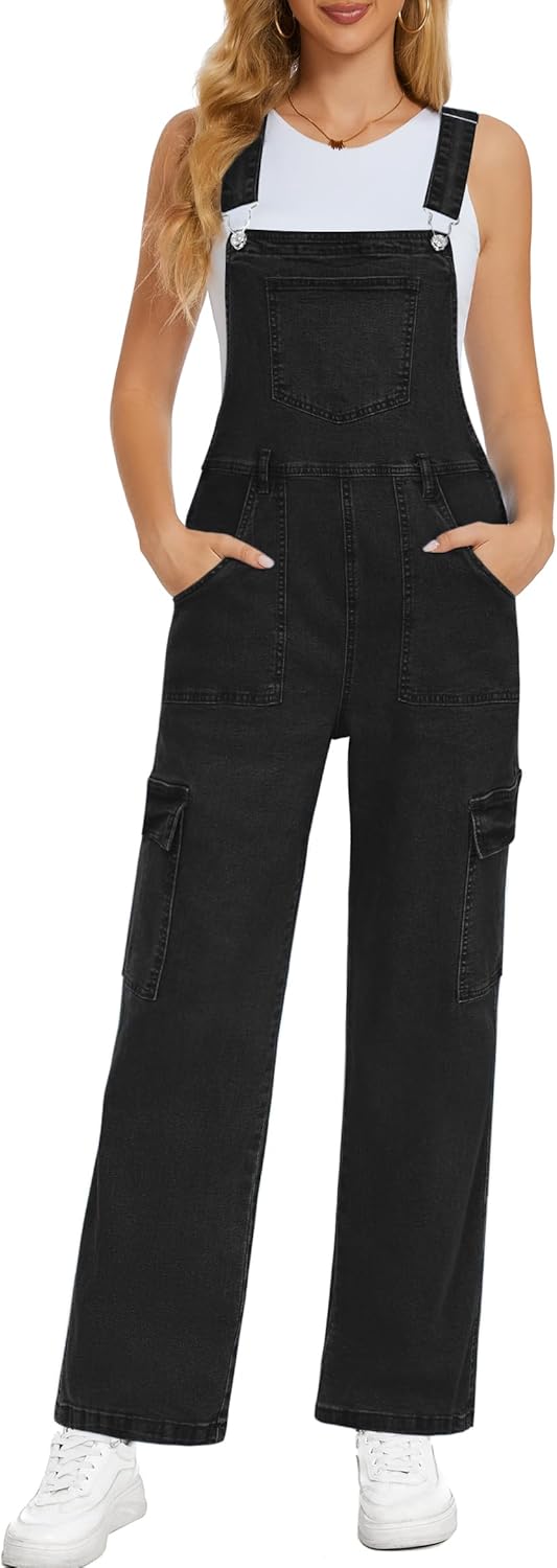 Denim Overalls For women Casual Bib Jean Overalls Loose Fit Womens Overalls Denim Adjustable Strap Denim Jumpsuit