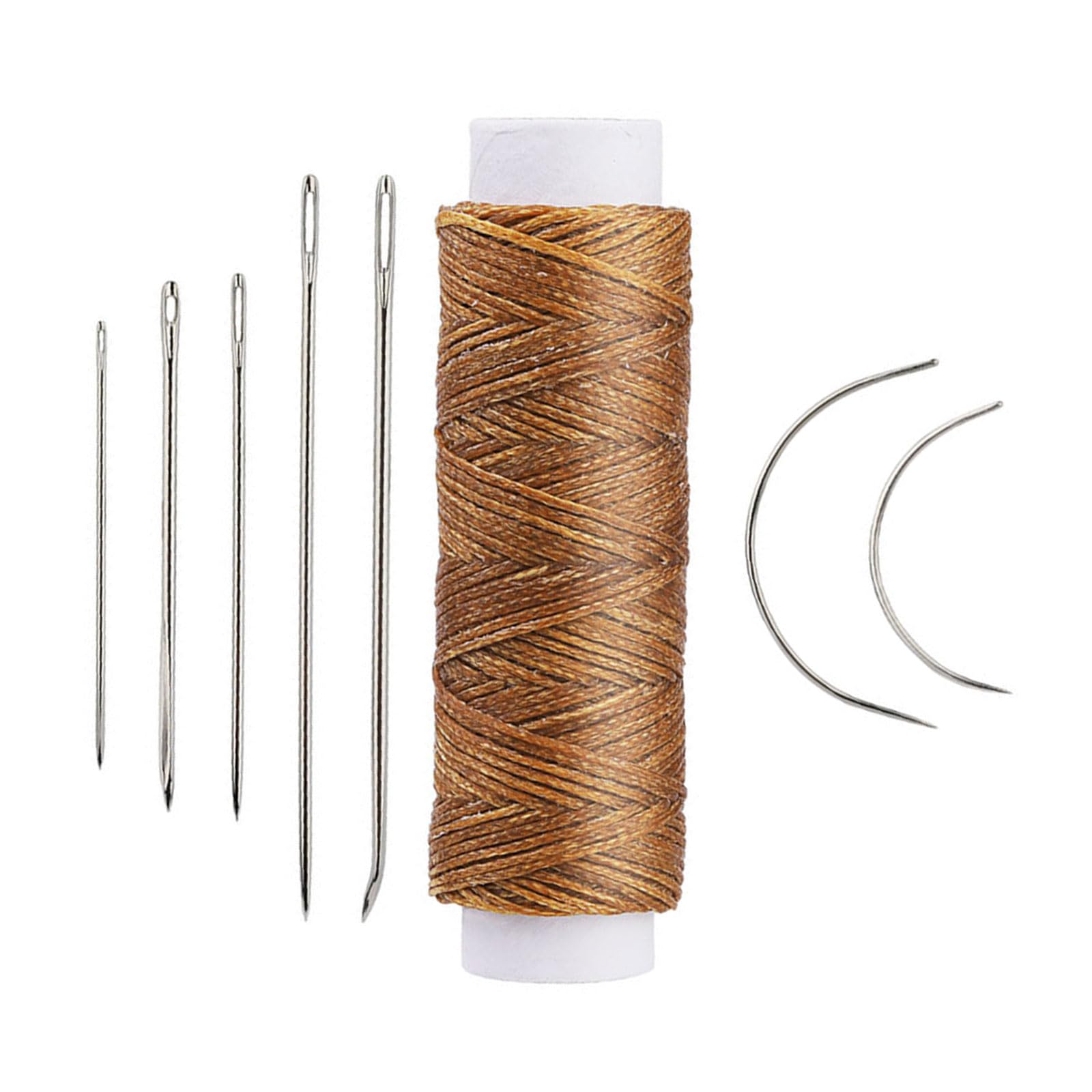 Yhplxyuus 10 Set Leather Sewing Needle Set with Waxed Thread Curved Needle Upholstery for Canvas Repair Craft Project