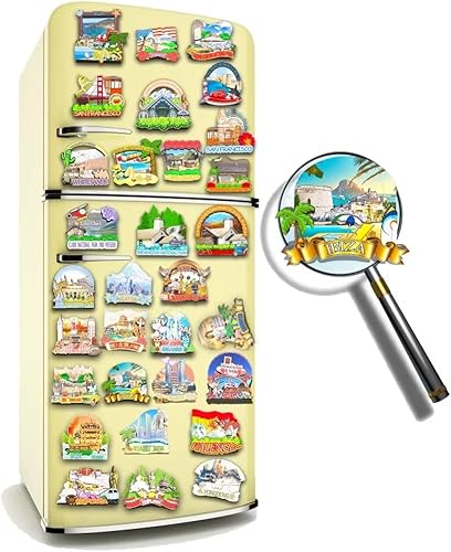 Miniatura 4 de Imán de madera para nevera de Ibiza de España Ibiza Monumentos 3D de Viaje Coleccionables Recuerdos Decoración Hecho a Mano -93