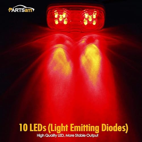 Miniatura 4 de Partsam 14 luces LED de doble diana rojaámbar, luz lateral, luz de humo, luces de marcador LED de ojo de tigre, luz LED rectangular rectangular de 4