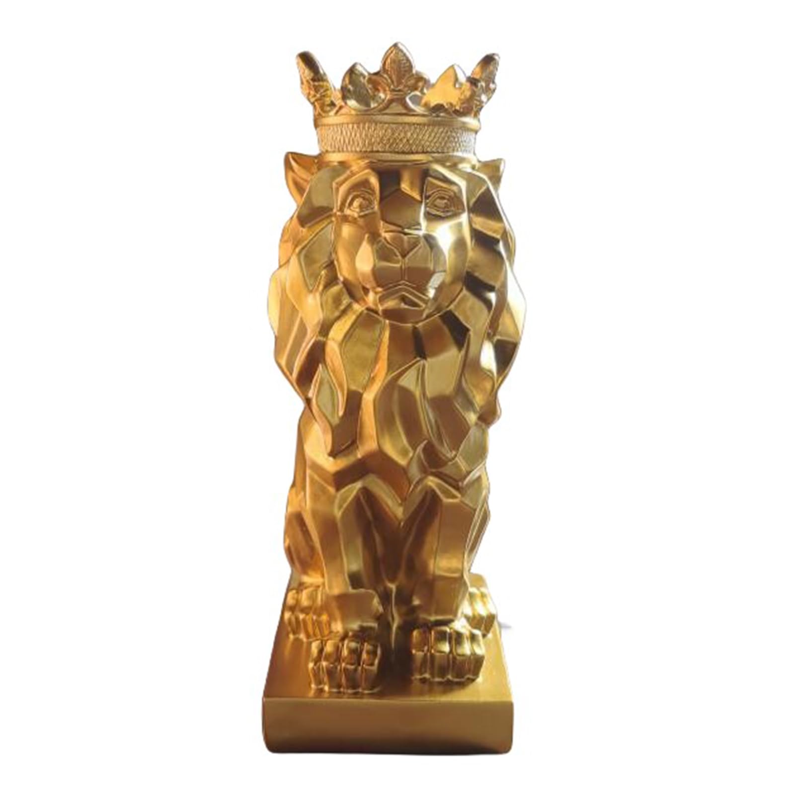 Crown Lion King Statue sculpture lion statues Nordic Style Home and Study Decoration lion decor Abstract Geometric Sculptures Resin Animal figurines Indoor and Home Office Gifts ,Gold B,8*12*23cm
