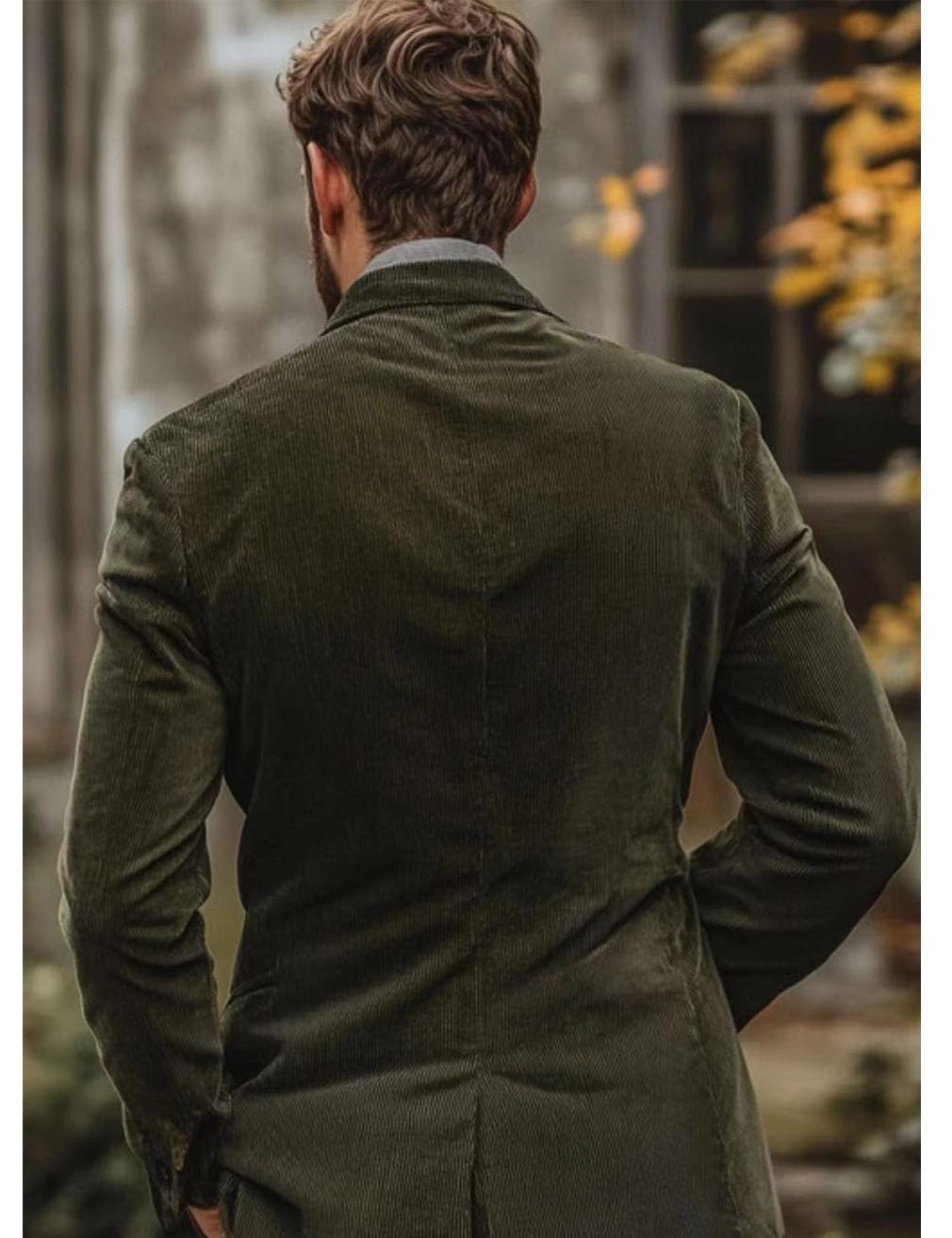 Giacca casual da uomo in velluto a coste doppiopetto con risvolto a punta, slim fit, cappotto sportivo formale