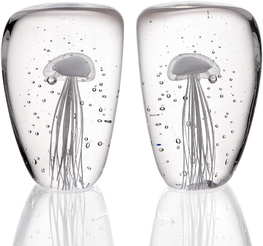 Art Glass Jellyfish Wedge Bookends (Glow in The Dark)