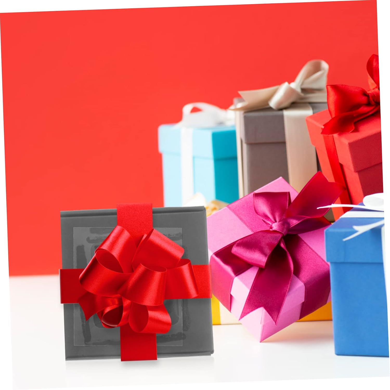 JEWEDECO 20pcs Square Paper Gift Boxes with Window Black