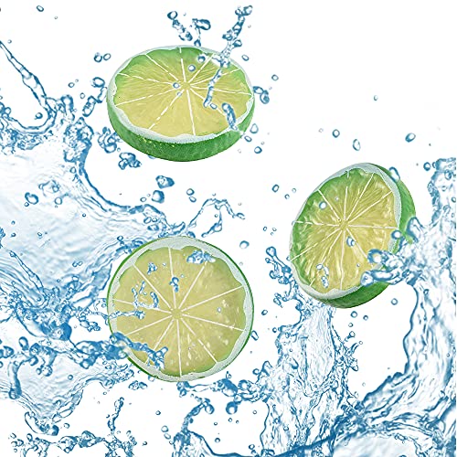 Hagao Fake Lime Slice Artificial Fruit Highly Simulation Lifelike Model For Home Party Decoration Green 10 Pcs #TOP2