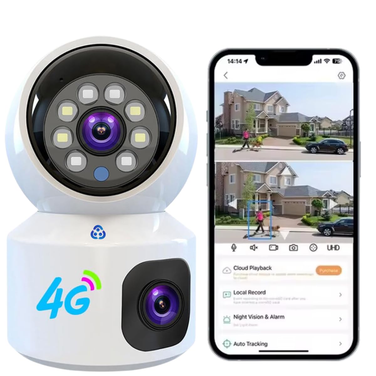 Grousale 4G Sim Based Dual Lens/Dual Screen Color Night Vision 5+5 MP Full HD Pan&Tilt Wireless Indoor Camera Two Way Audio Alarm Notification (B0D8ZL8C3J) Amazon Price History, Amazon Price Tracker