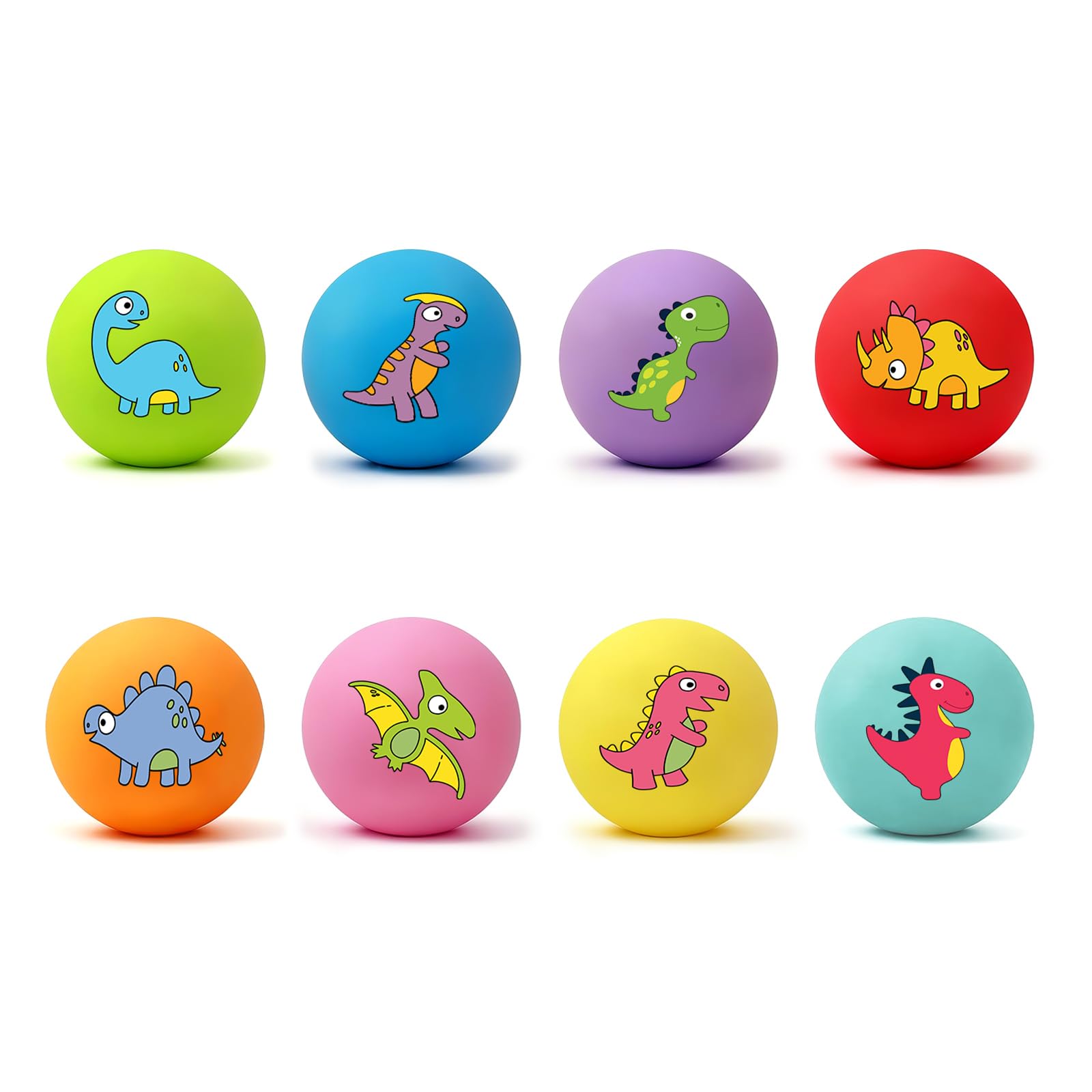 Bestwist Squeaky Dog Balls 6cm – 8 Pack Dinosaur Natural Latex, Gentle BB Squeaker, Soft on Teeth, for Small & Medium Dogs up to 18kg, 8 Colours: Red Yellow Purple Blue Pink Orange Green Light Blue