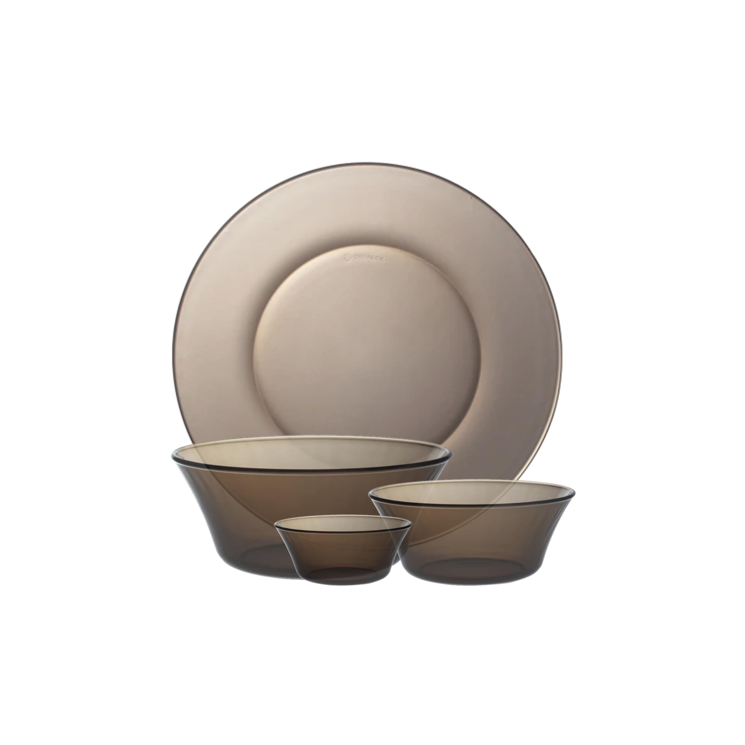Duralex® Solid France 14 Piece Tempered Glass Dinner Set | 3X Stronger & Durable | Microwave & Dishwasher Safe | Ultra Scratch Resistant | Sepia (Brown) | For Dining & Gifting