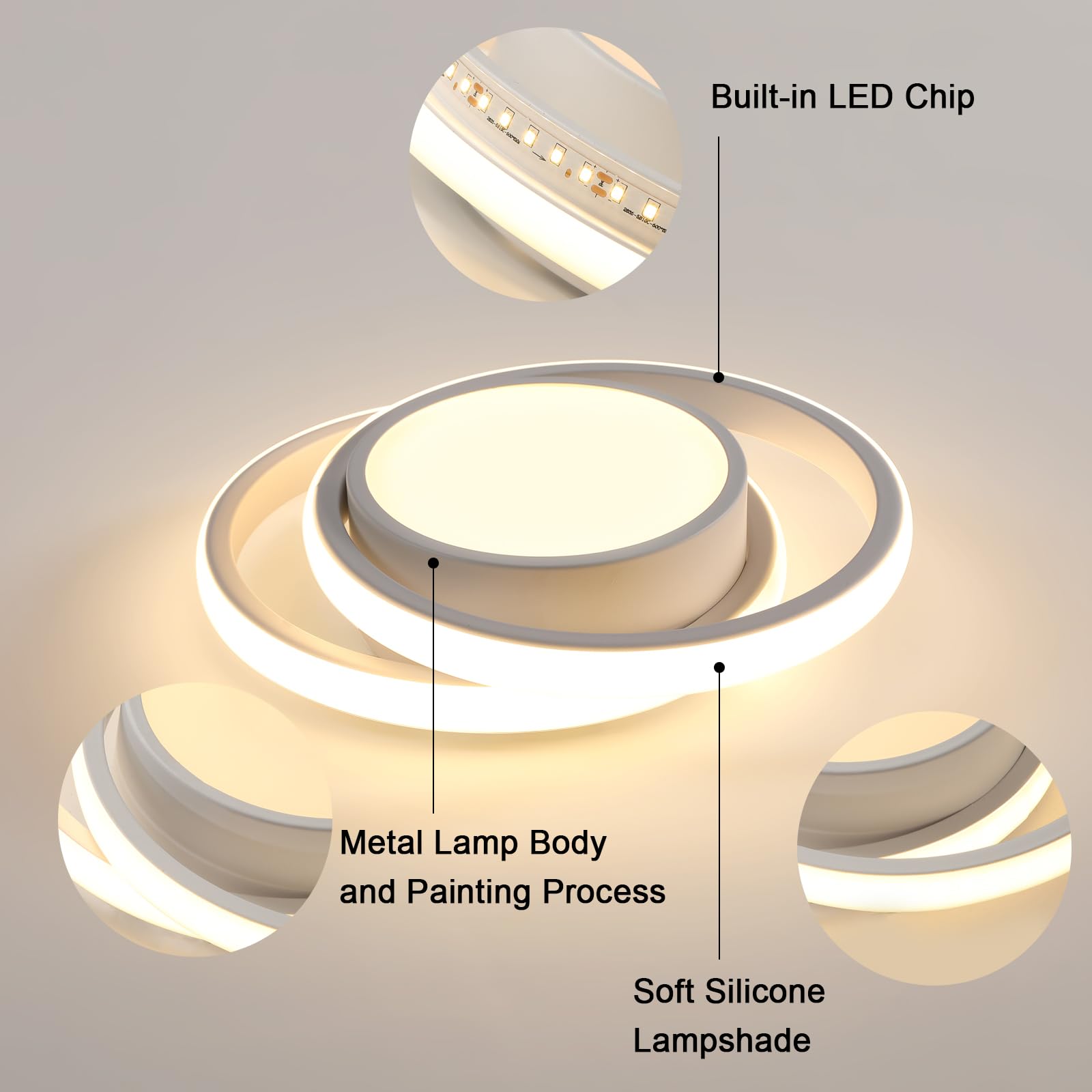 Comely lampa sufitowa LED, okrągła lampa sufitowa, ciepła biel 3000 K 32 W, nowoczesna lampa sufitowa LED do korytarza, kuchni 28 cm
