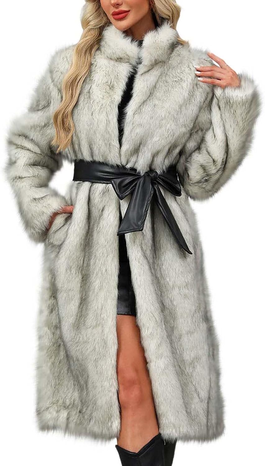 Long Faux Fur Coats for Women Open Front Cardigan Fuzzy Fleece Jacket Warm Winter Coats Fashion Outfits 2025