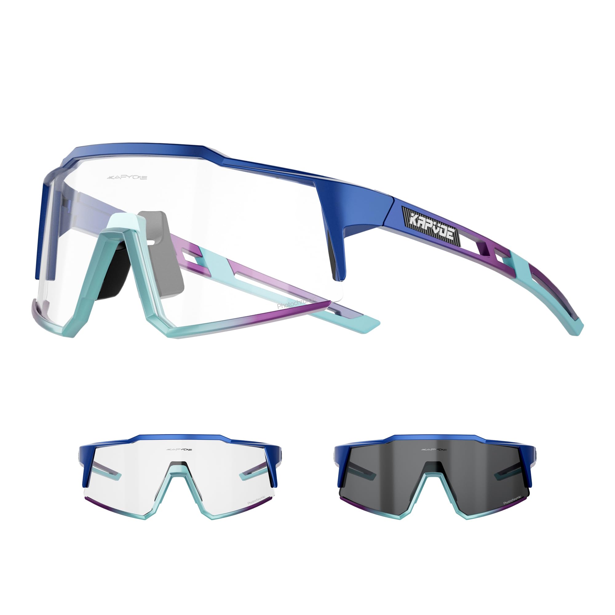 KAPVOE Photochromic Cycling Glasses MTB Clear Mountain Bike Transition Bicycle Sunglasses for Men Women-image-17