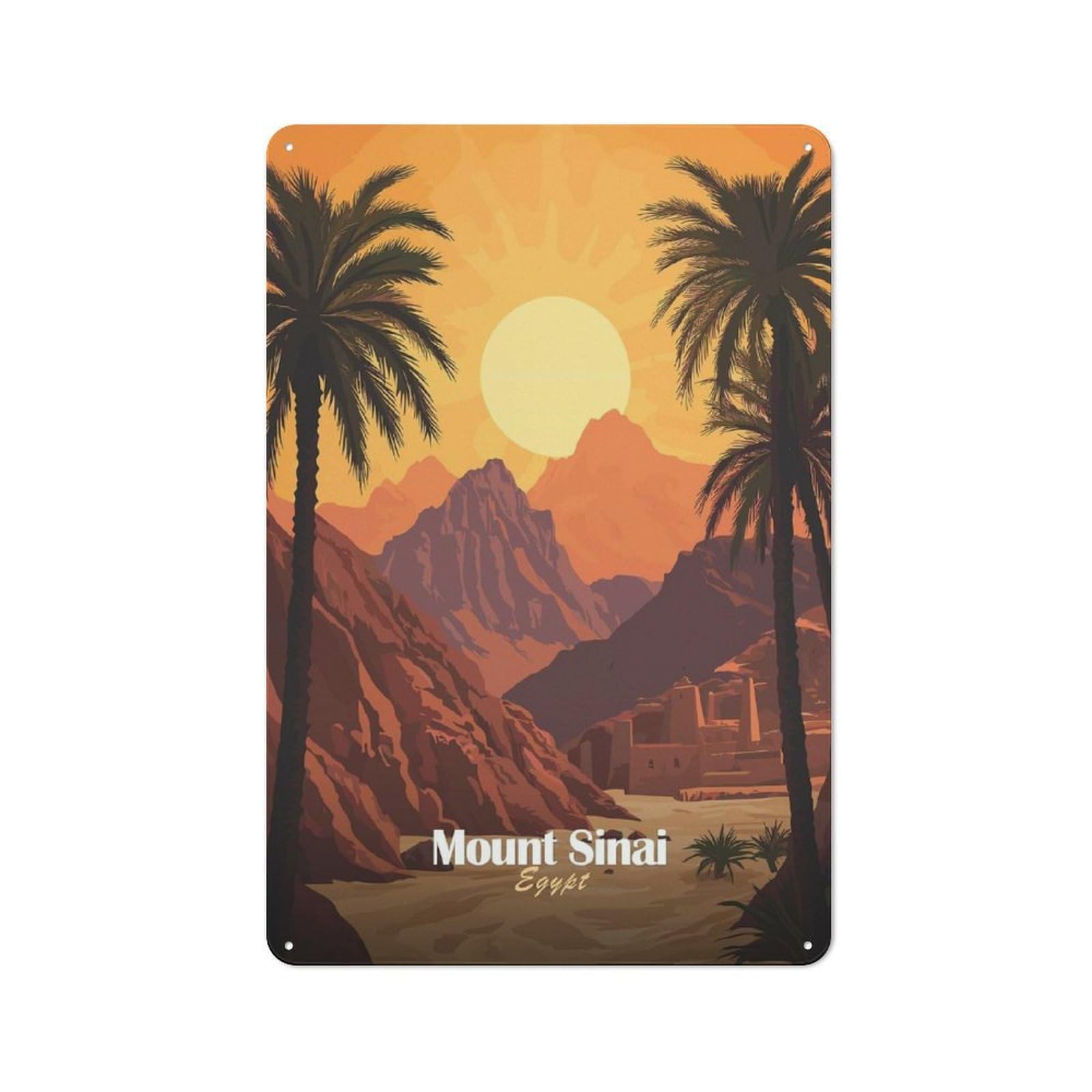 Junmoney Style-19 Cottage Style Mount Sinai Sunset Decorative Tin Sign 30X20cm, Rustic Kitchen Decor For Kitchen, Cottage, Porch Or Garden Room