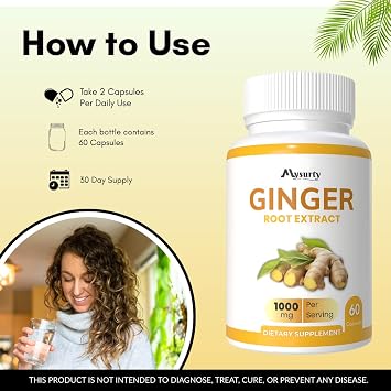 Ginger Root Extract | Ginger Root Capsules | Ginger Supplement | Ginger Capsule 1000mg | Capsule for Men & Women - 60 Capsules (Pack 3)
