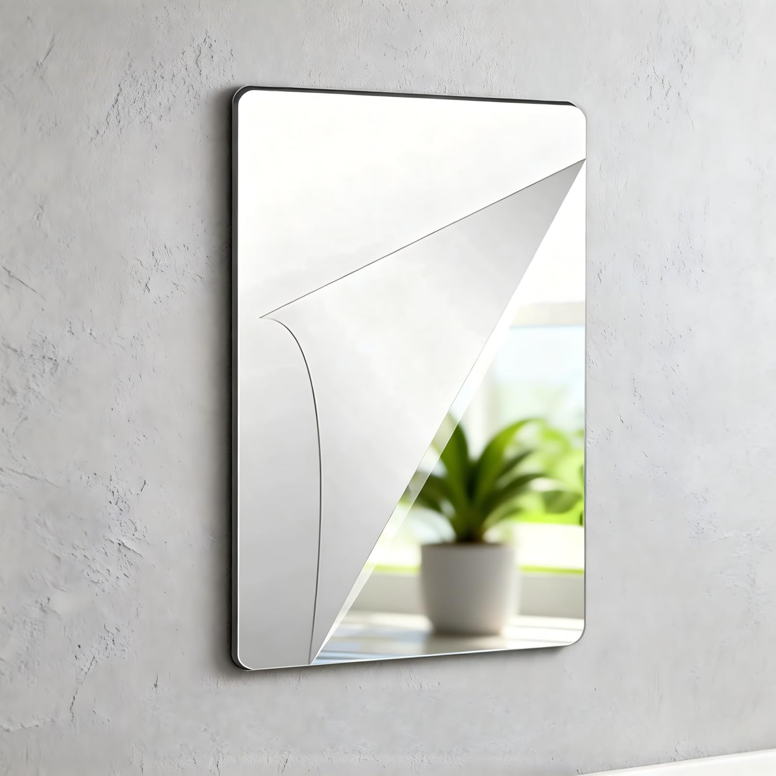 Tivleed Self Adhesive Mirror, Acrylic Shatterproof Stick on Wall Mirror, Modern Rectangle Silver Mirror for Home Wall Decor (20x30cm)