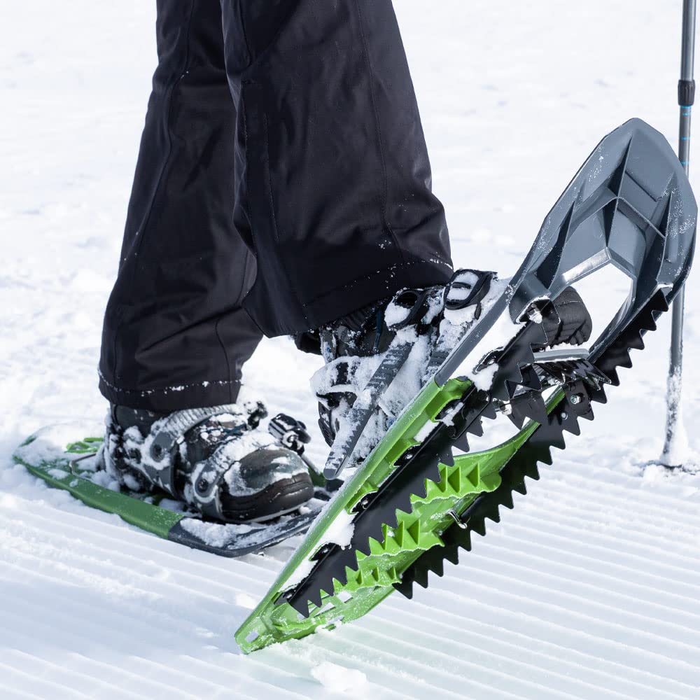 outdoorer Schneeschuhe SnowClimber M – 25 Zoll, Moderns mit Steighilfe und Ratschenbindung, für sportliche Schneeschuhtouren