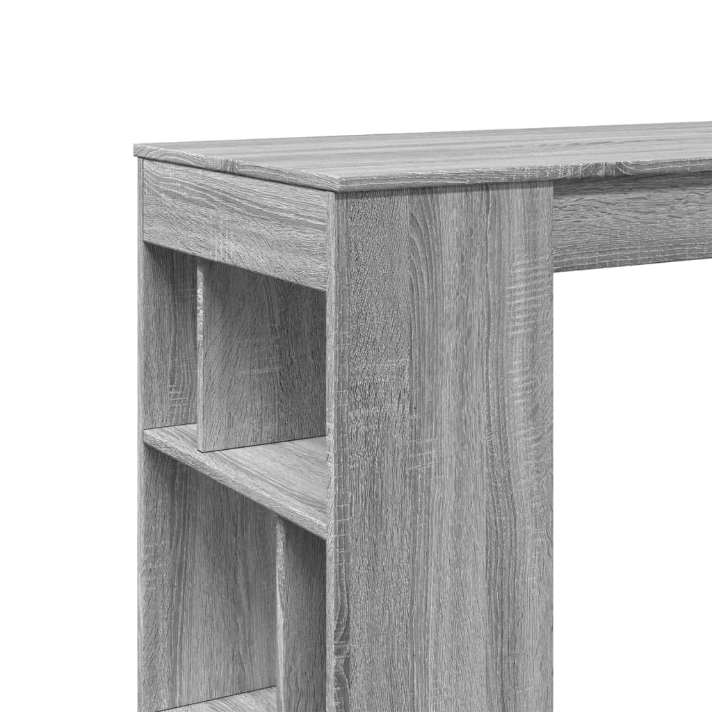 Stehtisch Mit Regal 102x50 cm, Holzwerkstoff Sonoma Grau | 6 Fächer, Pflegeleicht, Feuchtes Tuch Reinigung, Für Küche Wohnzimmer