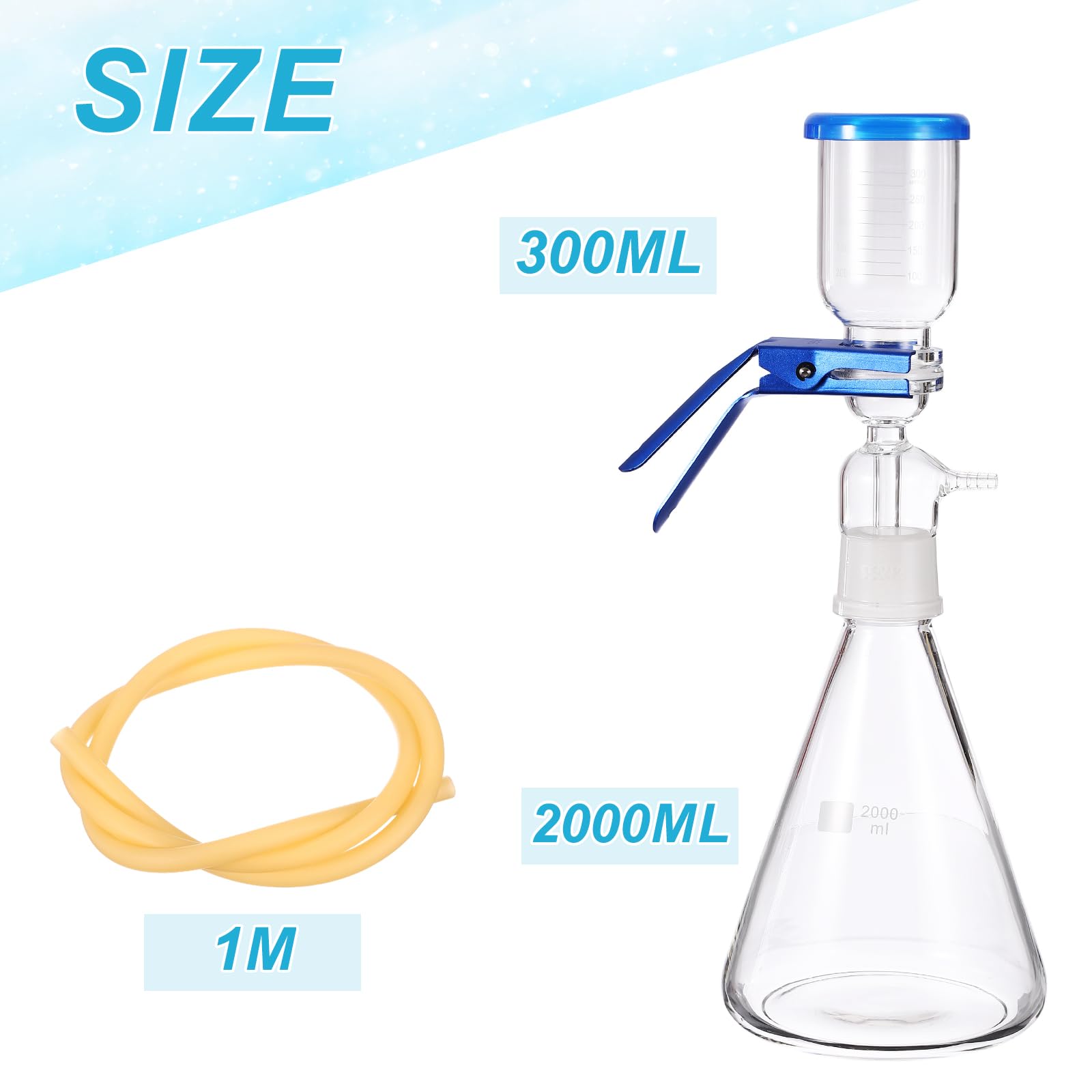 PATIKIL 1 Juego De Filtración Al Vacío, Frasco De Filtración Al Vacío De 2000ml Equipo De Laboratorio Para Filtración Y Destilación Kit Embudo Graduado De Vidrio Borosilicato