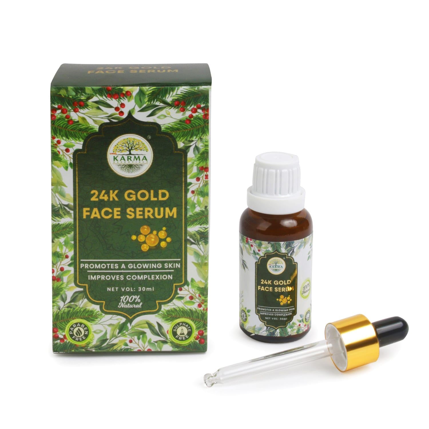 Shree Karma Essentials24K Gold Face Serum Skin Problems, Including Dryness, Hyperpigmentation, And Dark Spots, 30 ml