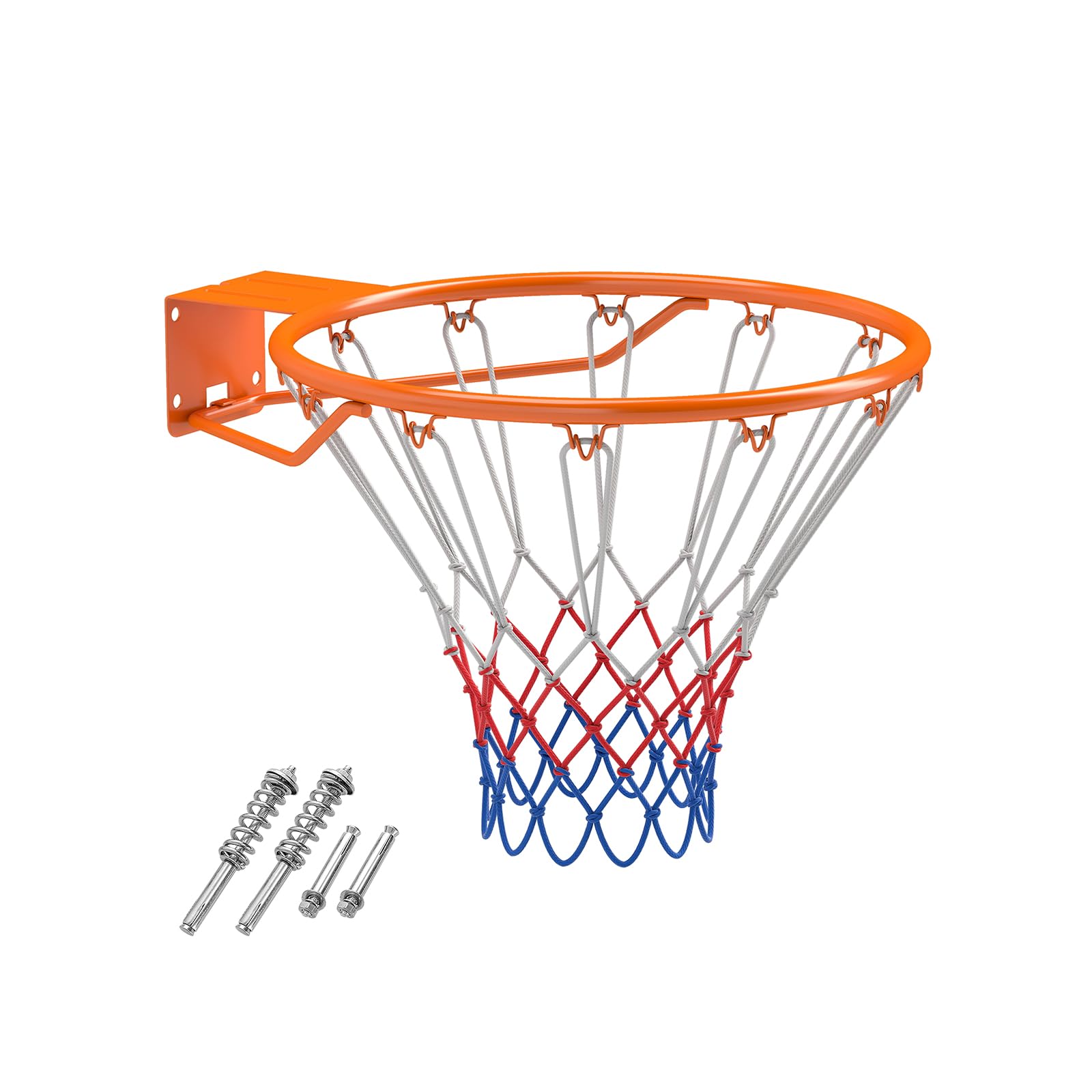 LIFEZEAL Ø45 cm Basketballkorb Wandmontage, Basketballring Solid/Hohl mit Wandhalterung & Netz, Basketballreifen Basketball Hoop für drinnen und draußen