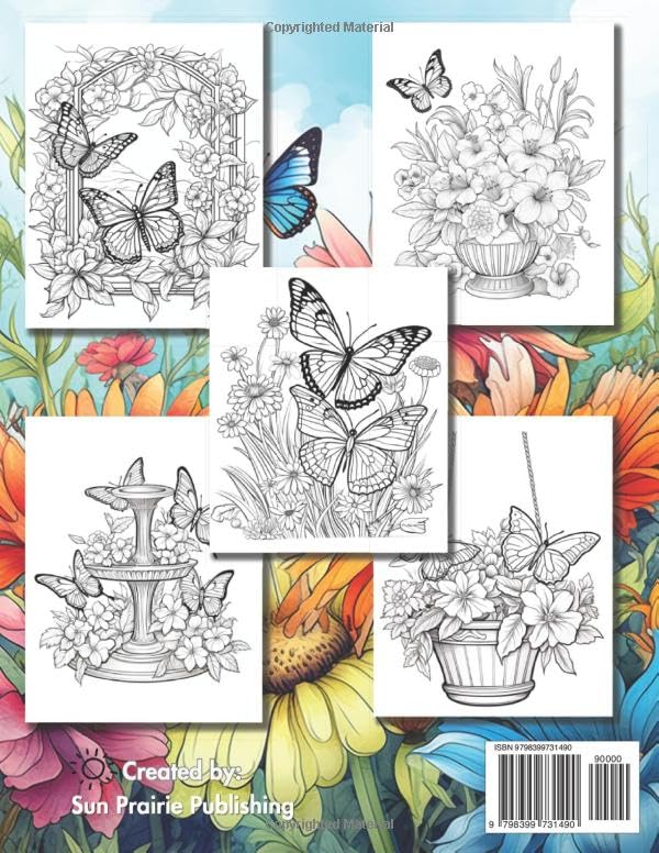 Butterfly & flowers coloring book for adult large print designs: 50 Unique Designs for Relaxation & Stress Relief (Flower coloring book set | Birds, ... books for adults and kids of all ages) - Image 2
