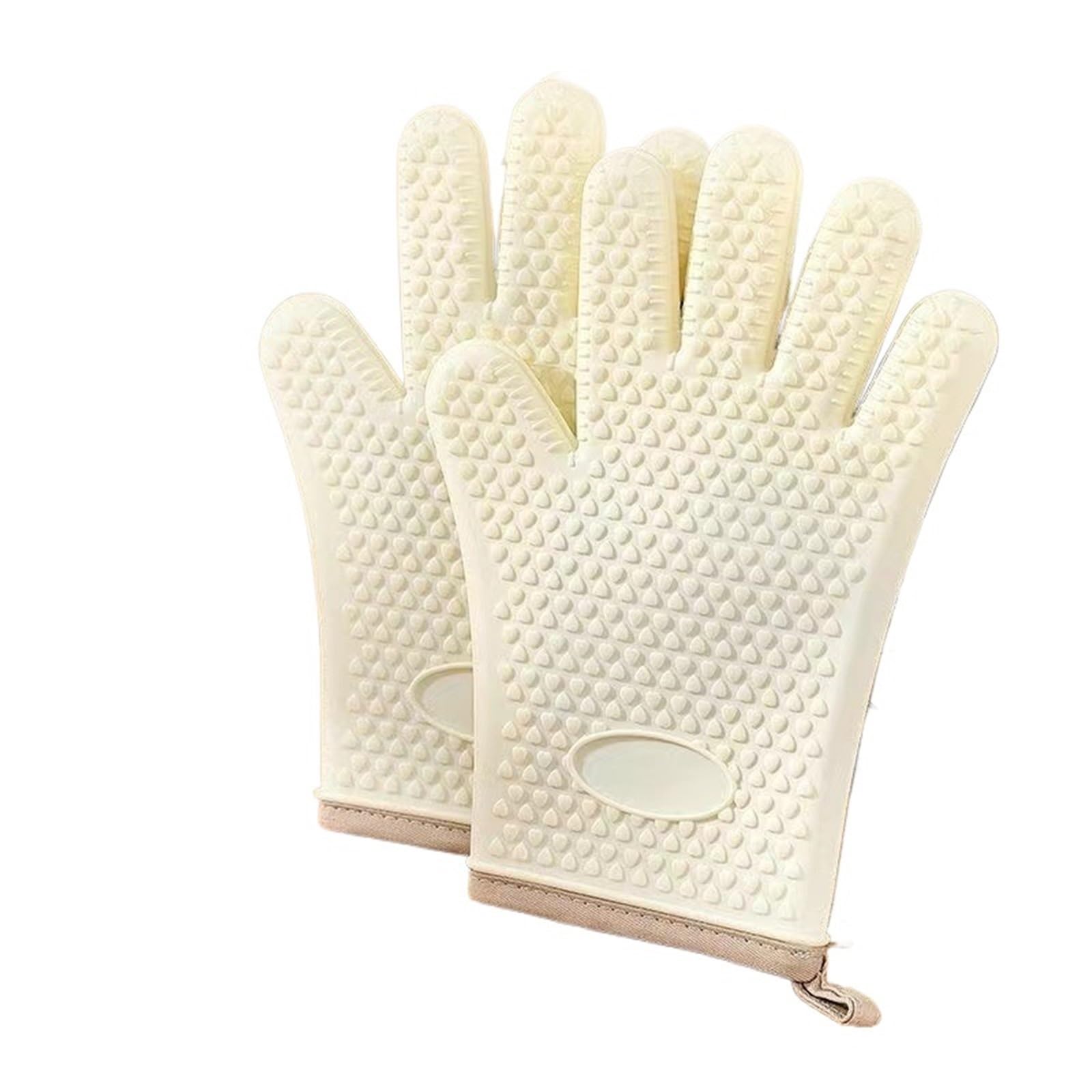 1 para grubych silikonowych rękawic izolacyjnych, antypoślizgowych i odpornych na wysoką temperaturę, do mikrofalówki, grillowania, gotowania pieczenia(Beige)