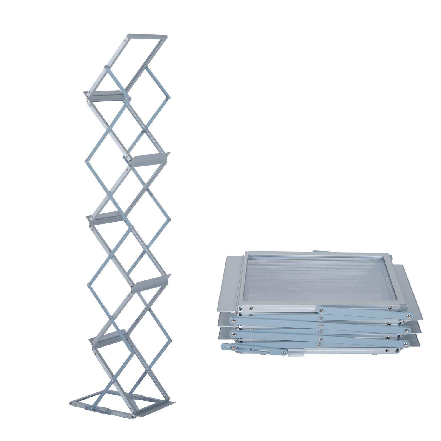 Portable Foldable Aluminum Magazine Rack – 6 Pocket A4 Display Stand for Trade Shows, Offices, and Retail Stores-image-19