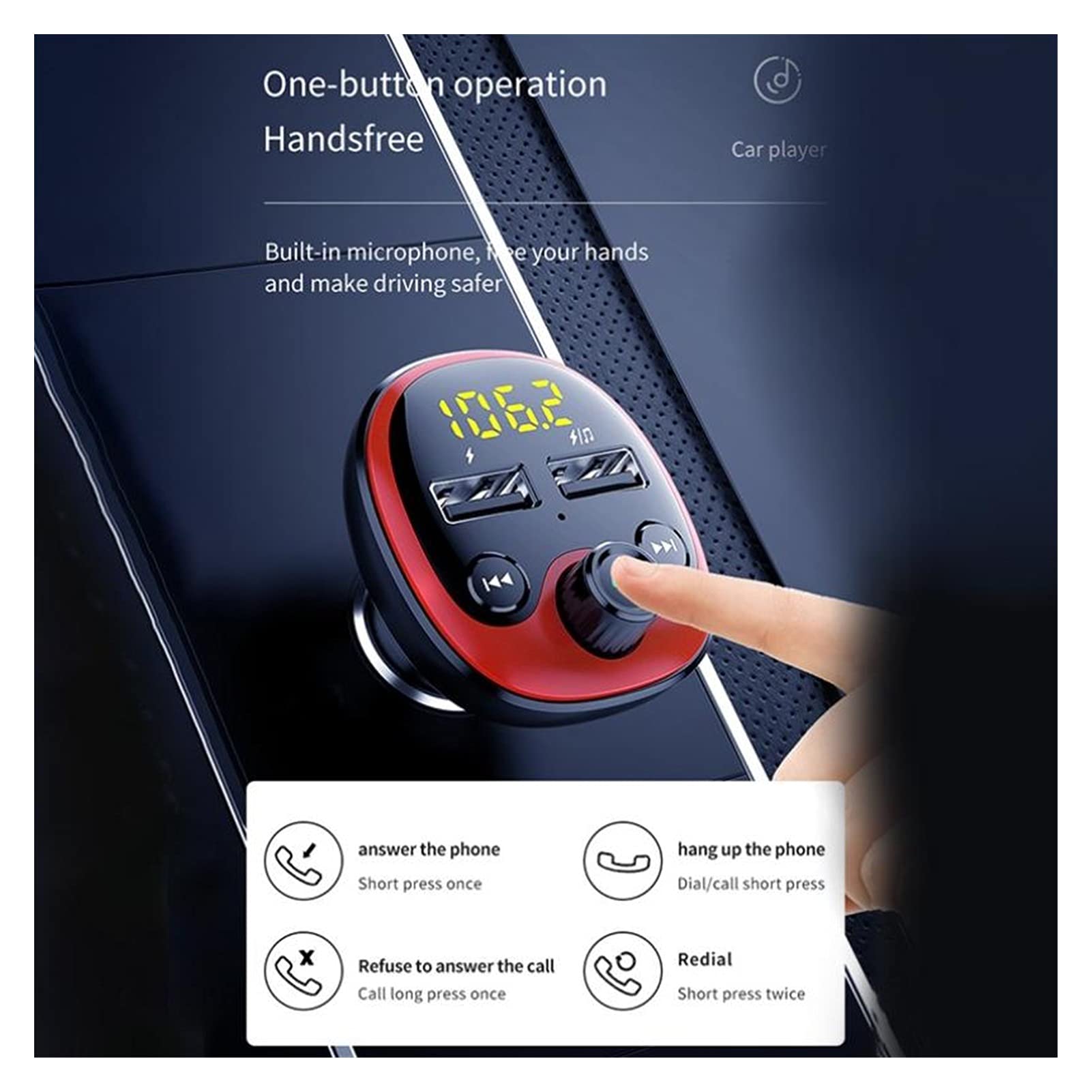 Adaptateur Audio Bluetooth Musique Mains Libres Ovale MP3 Joueur Voiture Bluetooth FÉMININ Modulateur de transmetteur FM Dual USB2.0 Chargeur Bluetooth Voe Transter Car