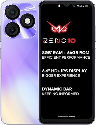itel ZENO 10|6.6″ HD+ Display with Dynamic Bar| 3GB RAM +64GB ROM, Upto 8GB RAM with Memory Fusion|Octacore Processor|8MP AI Dual Rear Cam|5000 mAh…
